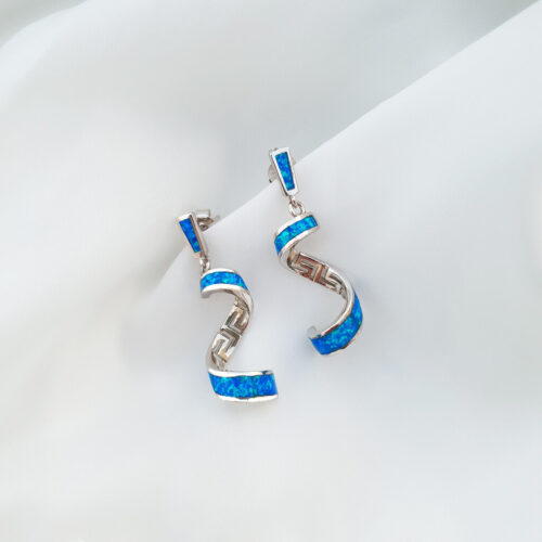 Blue Opal Swirly Earrings