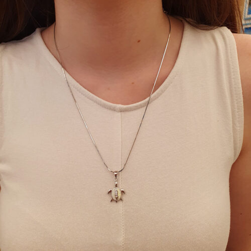 White Opal Turtle Necklace