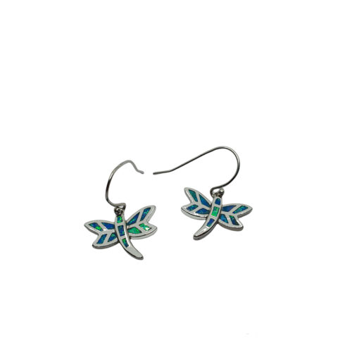Blue Dragonfly Silver Earrings