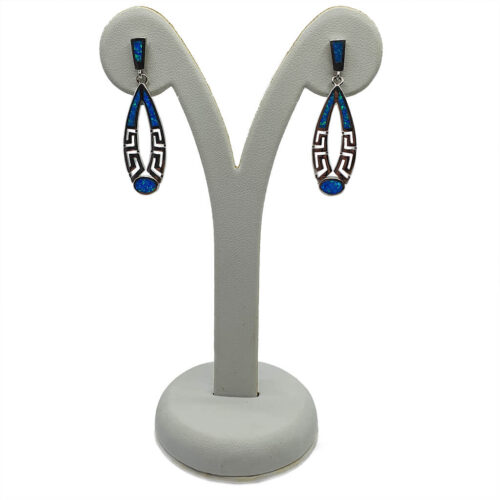 Greek Key Blue Earrings