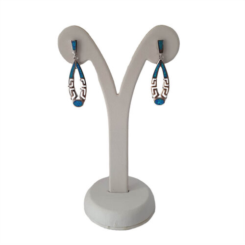 Greek Key Blue Earrings