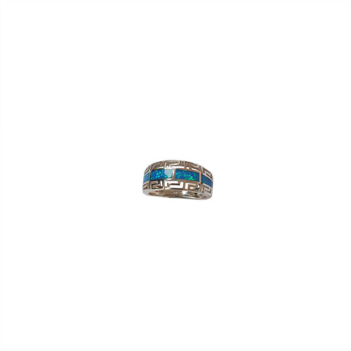 Blue Greek Key Ring