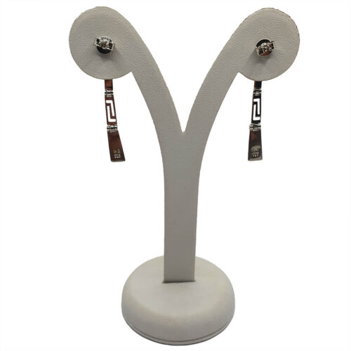 Greek Key White Earrings