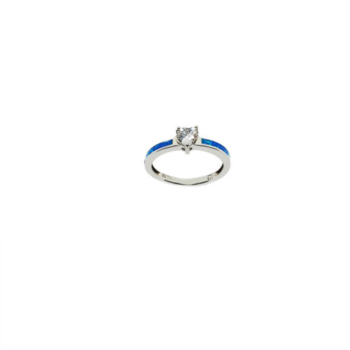 Heart Solitaire Blue Ring