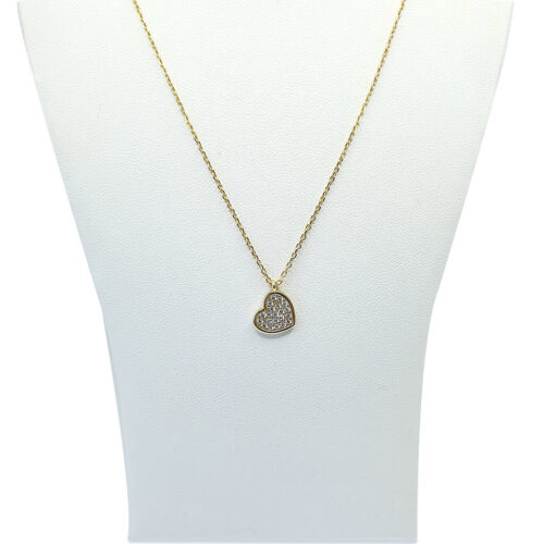 Pave Silver Heart Necklace