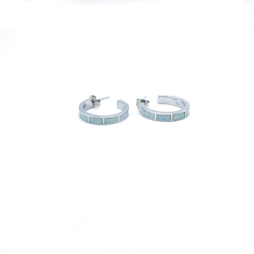 White Hoop Silver Earrings