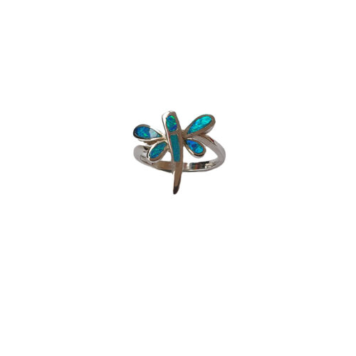 Blue Dragonfly Silver Ring