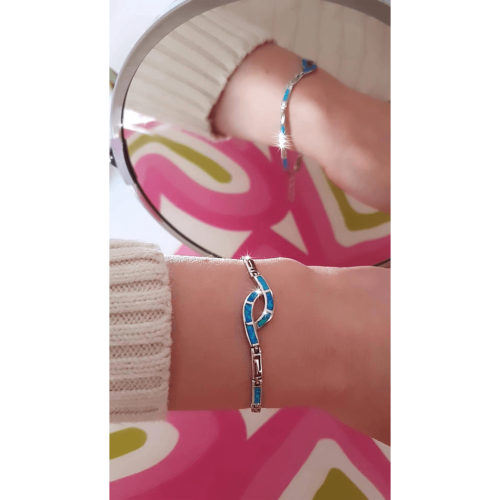 Greek Key Blue Bracelet