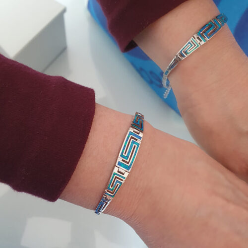 Greek Key Blue Bracelet