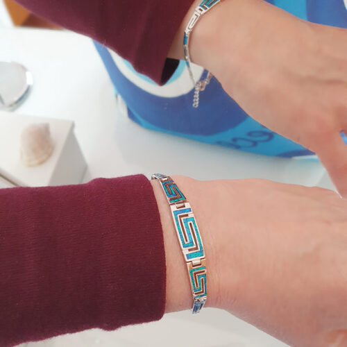 Greek Key Blue Bracelet