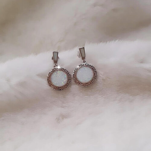 Greek Key Round Earrings