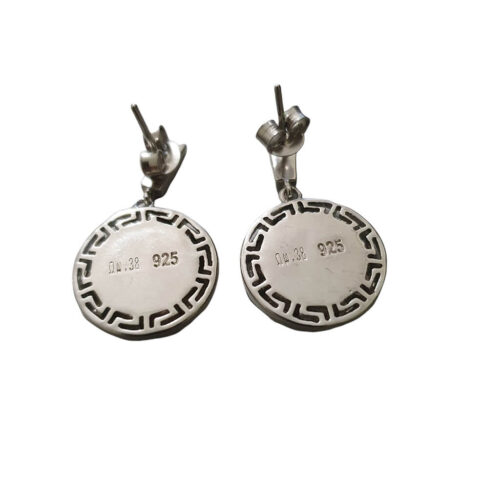 Greek Key Round Earrings