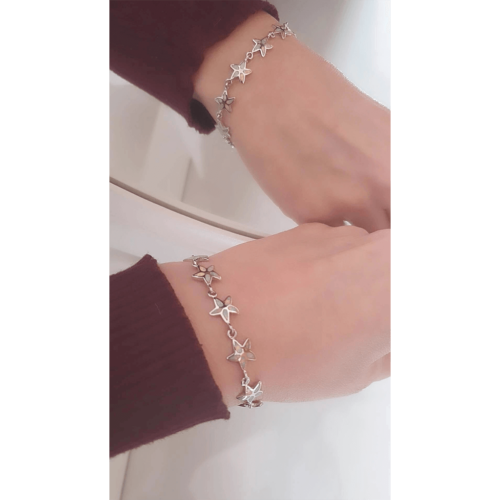 White Starfish Silver Bracelet