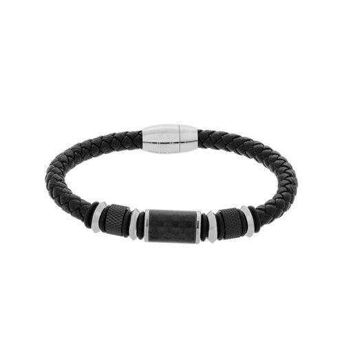 Black Leather Bracelet Visetti