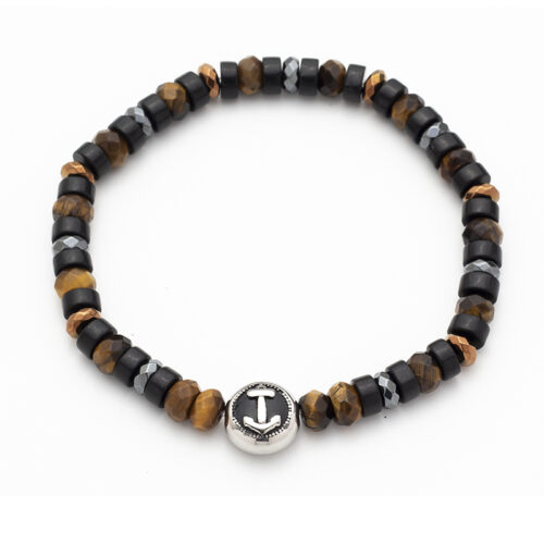 Anchor Beaded Mens Bracelet