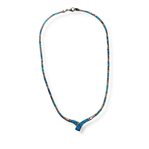 Blue Necklace with Greek Key
