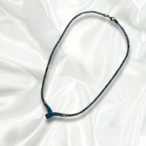 Blue Necklace with Greek Key