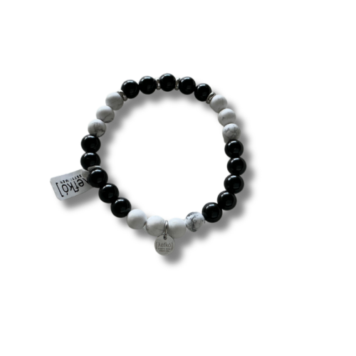 Black Agate White Howlite Bracelet