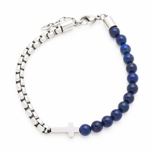 blue beaded cross bracelet