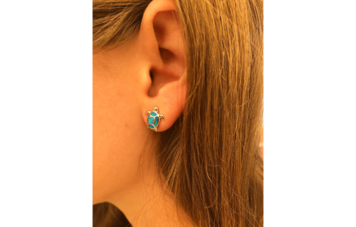Blue Turtle Stud Earrings