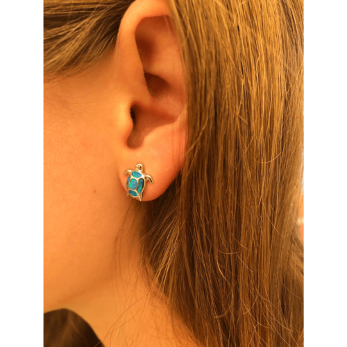 Blue Turtle Stud Earrings