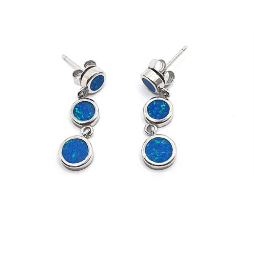 Blue Earrings with Three Stones