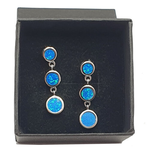 Blue Earrings with Three Stones