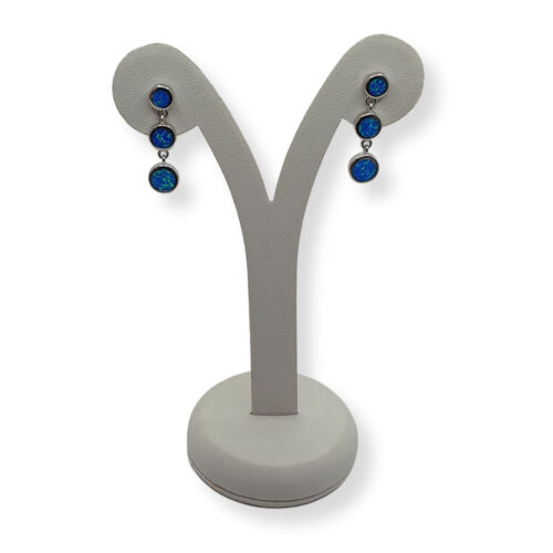 Blue Earrings with Three Stones
