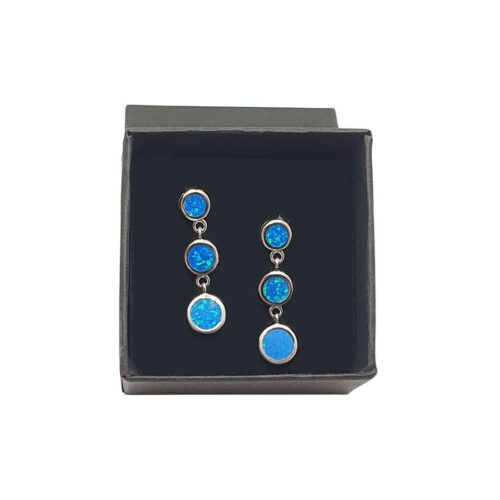 Blue Earrings with Three Stones