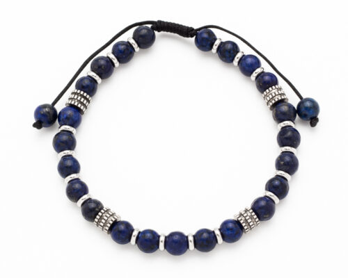 Lapis Beaded Mens Bracelet