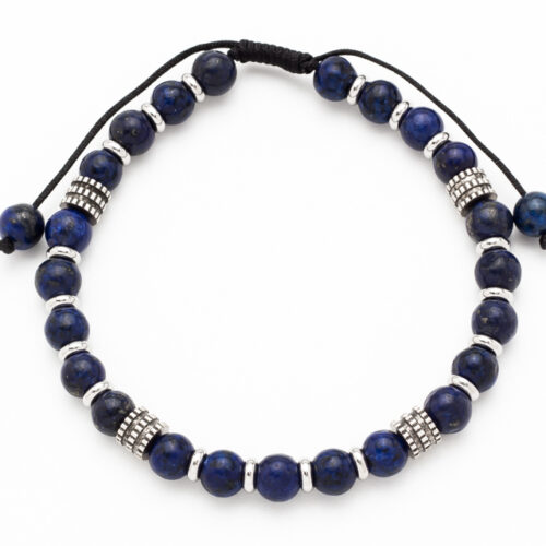Lapis Beaded Mens Bracelet