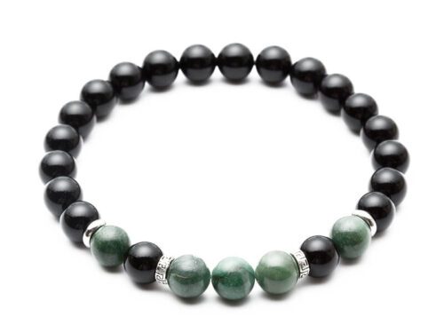 Black Agate Green Beaded Bracelet