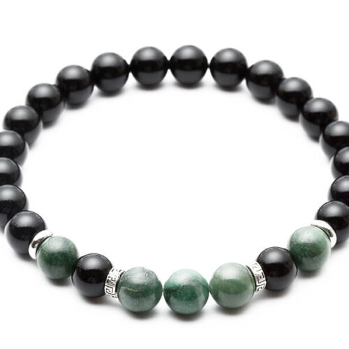 Black Agate Green Beaded Bracelet